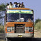 entgegenkommender Bus auf der Fahrt nach Bikaner